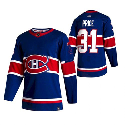 Men Montreal Canadiens #31 Price Blue NHL 2021 Reverse Retro jersey